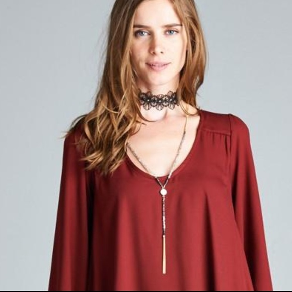 Maroon Bohemian Bell Dress - Picture 3 of 3